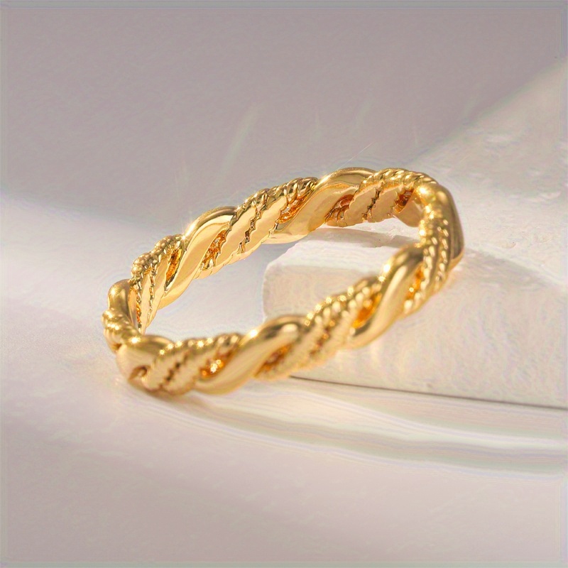 Women's 925 Sterling Silver Twist Ring with 18K Gold Plating